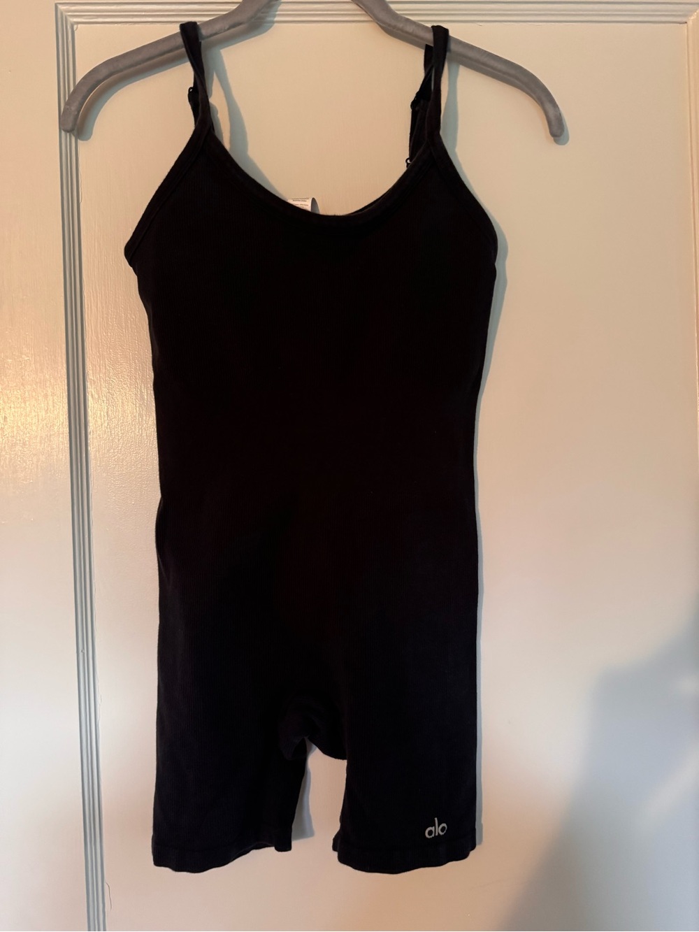 ALO Yoga Black Ribbed Unitard Romper